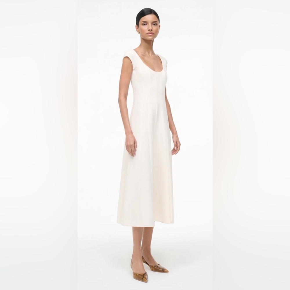 STAUD Cream Scoop-Neck Midi Dress - Picture 3 of 4